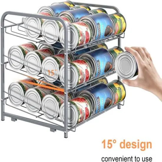 3-Tier Stackable Can Rack Organizer Silver {8}