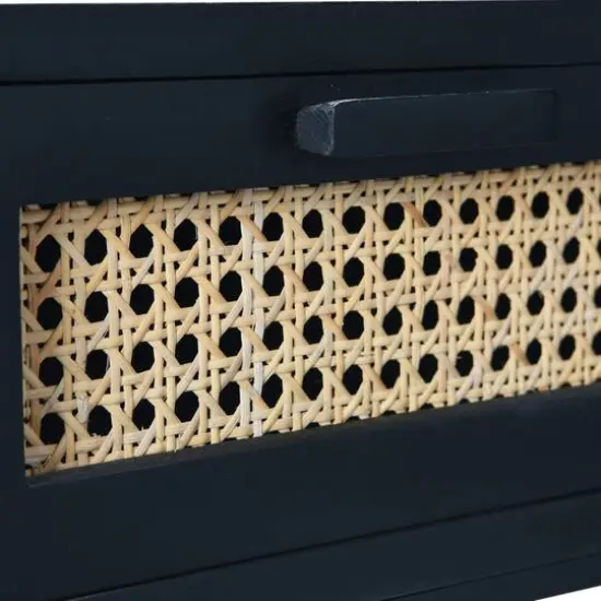 Hello Honey&reg; 22" Black Cane & Mango Wood End Table {8}