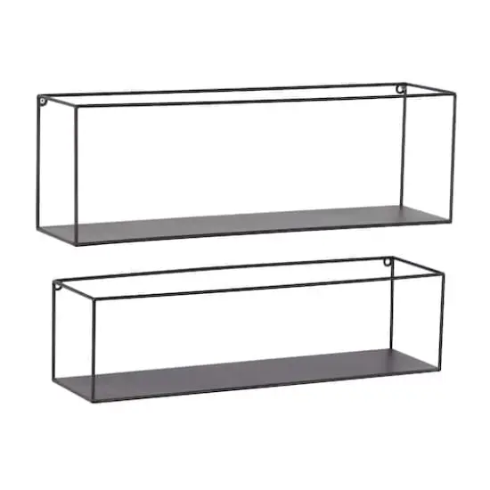 Black Metal Modern Wall Shelf, Set of 2 24", 23" {1}