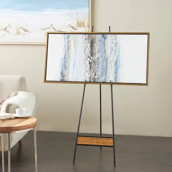 51" Black Metal Easel with Wood Accents {3}