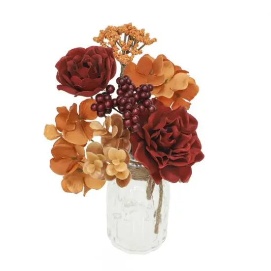 11" Brown & Orange Dahlia & Hydrangea in Glass Container by Ashland&reg; {3}