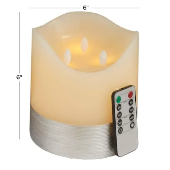 Cream & Silver Traditional Flameless Candle {7}