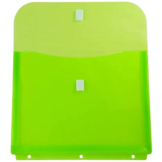 JAM Paper 9.5" x 11.5" Hook & Loop Closure 3-Hole Punch Plastic Envelopes, 12ct. Lime Green {4}