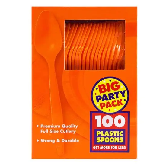 JAM Paper Plastic Spoons, 100ct. Orange {3}