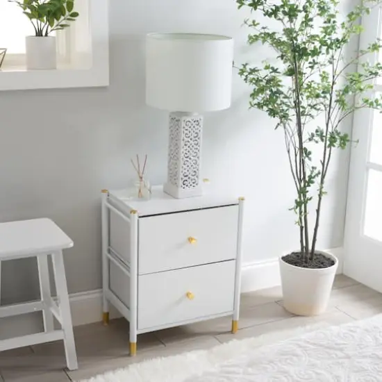 Simplify 2 Drawer Luxury Nightstand White {4}