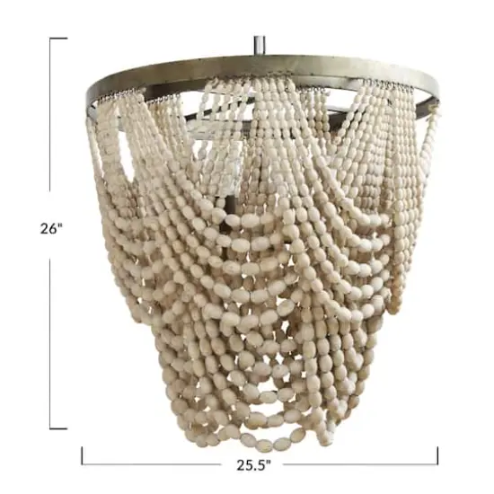Hello Honey&reg; 26" 2-Tier Draped Wood Bead Chandelier White {4}