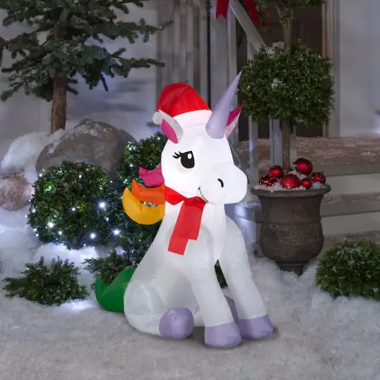 3.5ft. Airblown&reg; Inflatable Rainbow Unicorn {3}