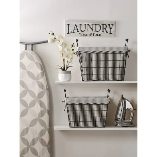 DII&reg; Black & White Ticking Stripe Lined Basket Set {6}