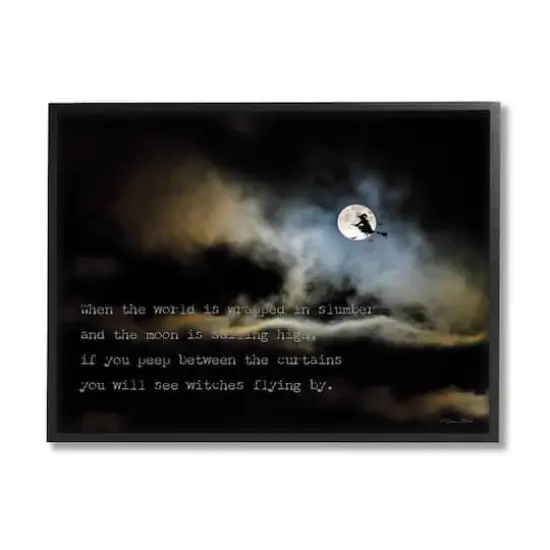 Stupell Industries Witch Flying By Moon Framed Giclee Art Black {1}