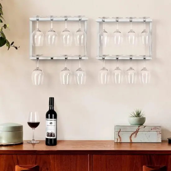 NEX&trade; Wall Mounted Wine Glass Stemware Rack Holder Hanger, 2ct. White {3}