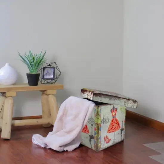 15" Vintage Dress & Fashion Collapsible Ottoman {3}