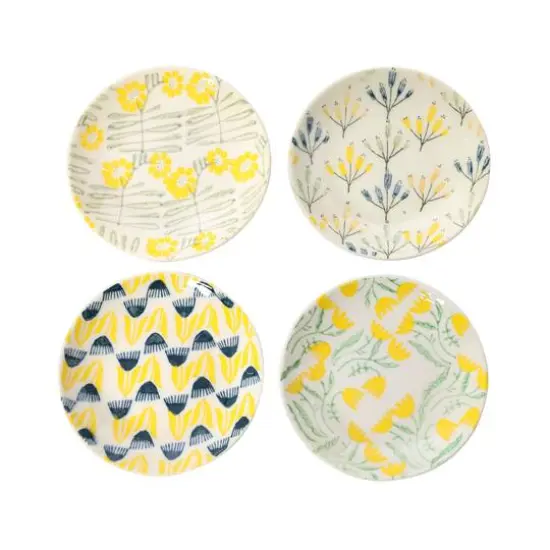Hello Honey® Flower Design Hand Stamped Stoneware Plate Set {1}
