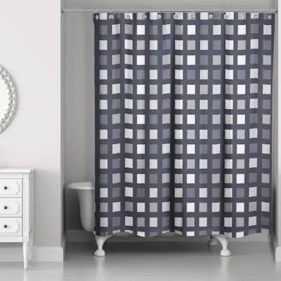 Squares Shower Curtain Navy {1}