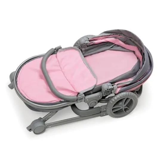 Badger Basket Gray & Pink Daydream Multi-Function Single Doll Pram & Stroller {8}