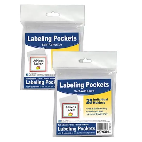 C-Line&reg; Self Adhesive Labeling Pockets with Inserts, 2 Packs of 25 {1}