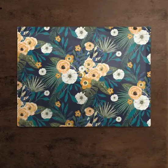 Tropical Floral Cotton Twill Placemat Navy {3}