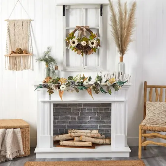 4ft. White Pumpkin, Pinecones & Berries Autumn Garland {5}