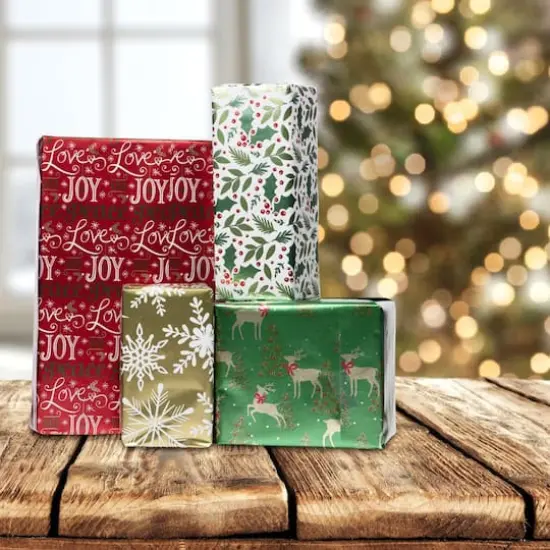 JAM Paper Holographic Merry Christmas Gift Wrap Set, 4ct. {5}