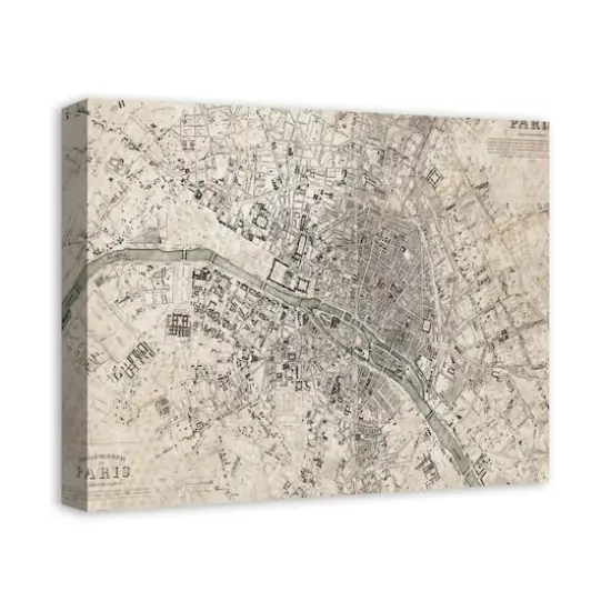Vintage Paris Map 20" x 16" Canvas Wall Art {3}