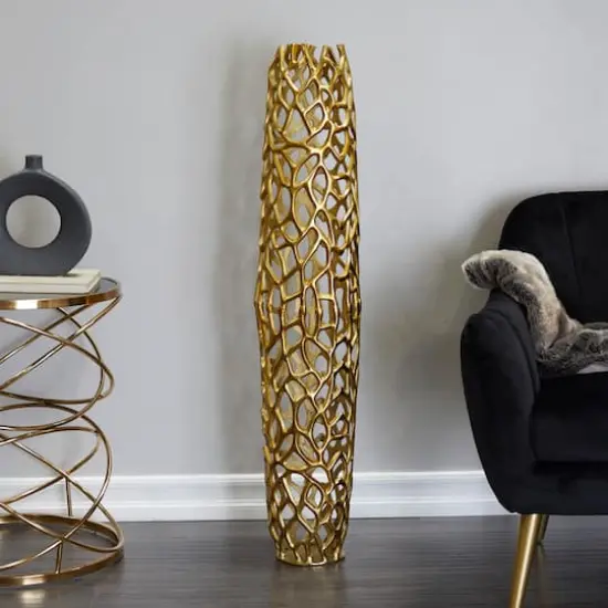 Aluminum Coral Contemporary Vase Gold {8}