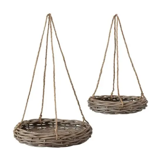 Hello Honey&reg; Handwoven Hanging Rattan Baskets with Rope Hangers Set {1}