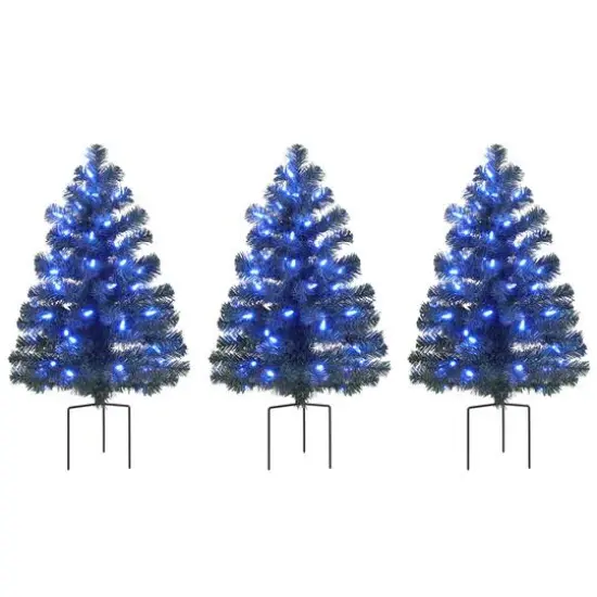 3ct. Pre-Lit Alexa Enabled Pathway Artificial Christmas Tree Set {5}