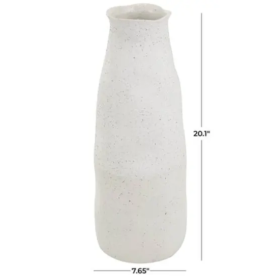 20" Cream Ceramic Abstract Wavy Vase with Textured Speckled Detailing {7}