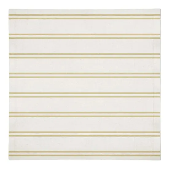 Double Stripe Cotton Twill Napkin Yellow/White {1}