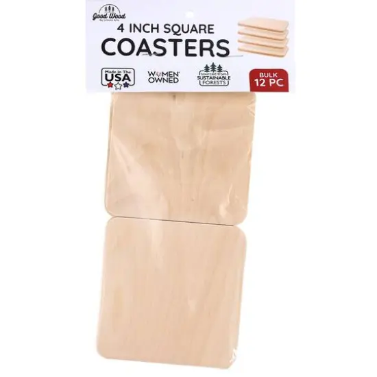 Good Wood by Leisure Arts 4" Square Wood Coasters, 12ct. {3}