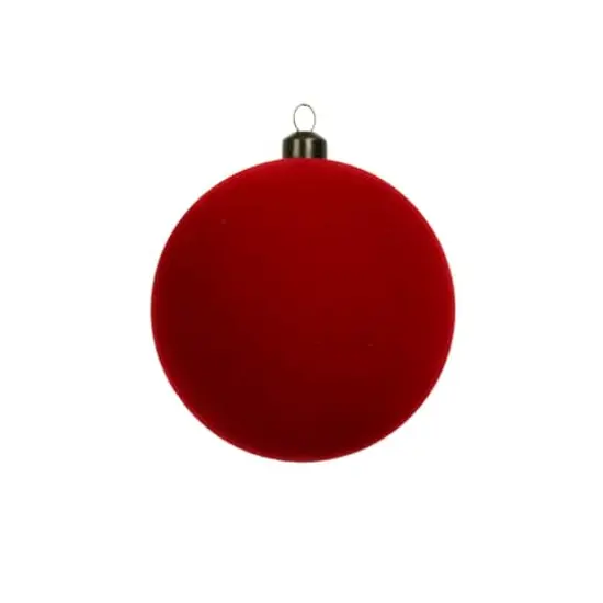 4 Pack 3.8" Flocked Shatterproof Ball Ornaments by Ashland&reg; Red {3}
