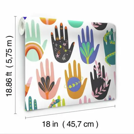 RoomMates Hamsa Peel & Stick Wallpaper White/Purple {8}