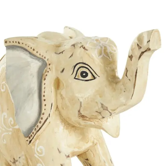 Light Brown Wood Elephant Handmade Sculpture Set, 3ct. {6}