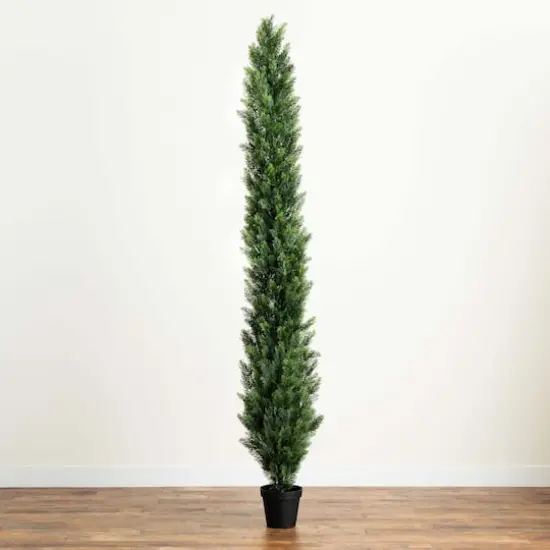 9ft. Potted Green UV Resistant Artificial Cedar Pine Tree {5}