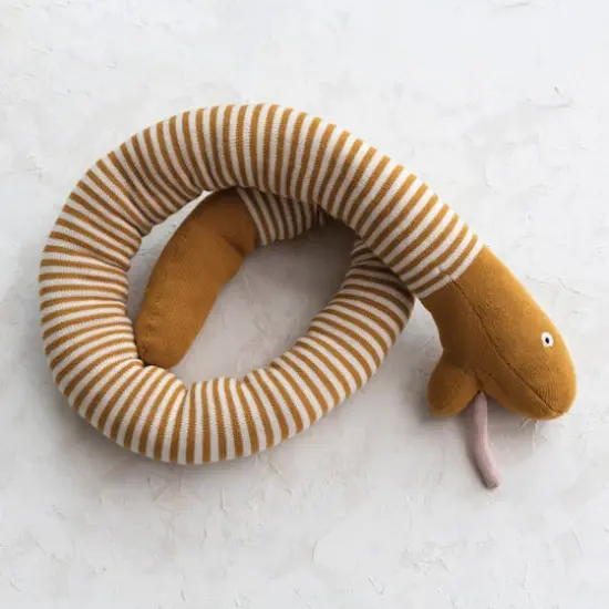 Hello Honey&reg; 56" Mustard & Natural Plush Fabric Snake {4}