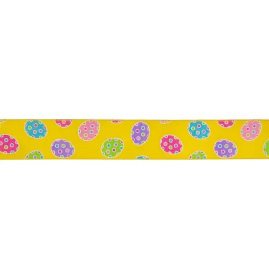 2.5" x 10yd. Yellow Easter Egg Design Wired Spring Craft Ribbon {1}