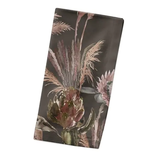 Protea Blooms Cotton Twill Napkin Charcoal {3}