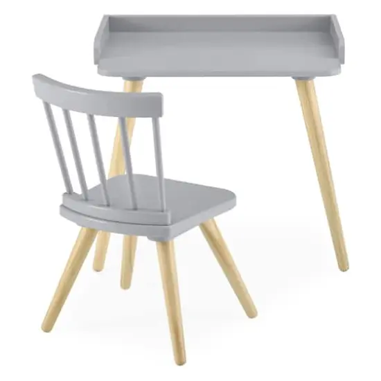 Delta Children Gray & Natural Essex Desk & Chair Set {1}