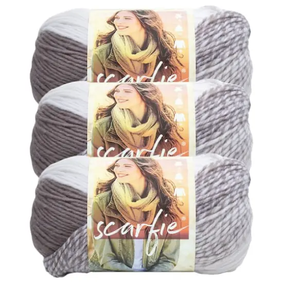3 Pack Lion Brand&reg; Scarfie&reg; Yarn Cream/Taupe {1}