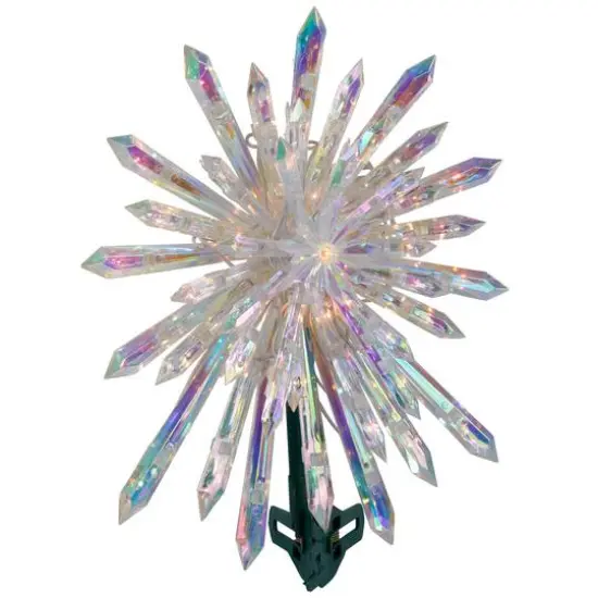 14" Lighted Iridescent Icicle Christmas Tree Topper, Clear Lights {5}