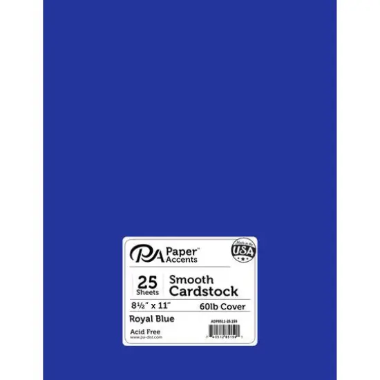 PA Paper™ Accents 8.5" x 11" 65lb. Smooth Cardstock, 25 Sheets Royal Blue {1}