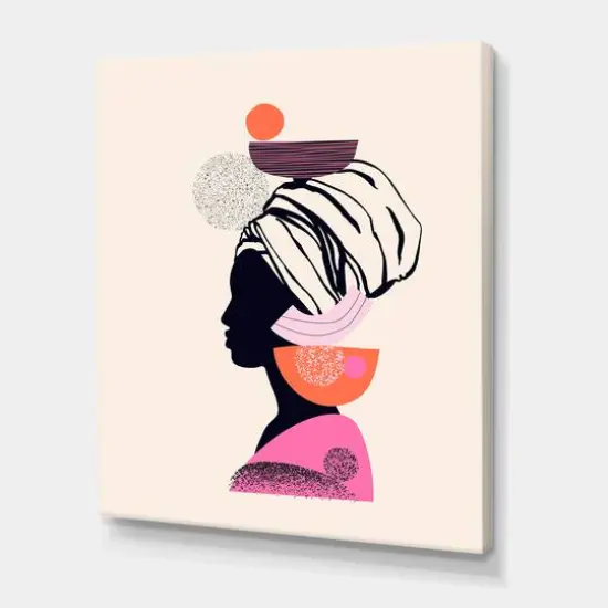 Designart - Ethnic Portrait of African American Woman - Modern Canvas Wall Art Print {1}