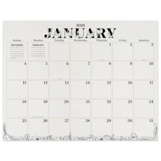 2026 Floral Large Desk Pad Monthly Blotter Calendar {1}