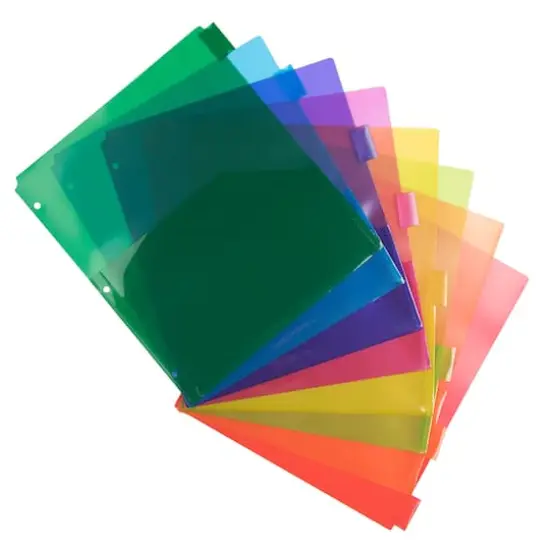 JAM Paper 9.75" x 11.5" 8-Tab Plastic Index Tab Dividers with Double Pockets  {1}