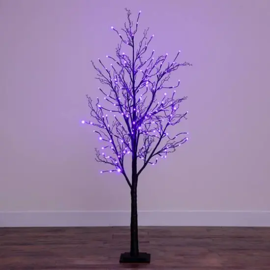 6ft. Pre-Lit LED Black Twig Artificial Halloween Tree {12}