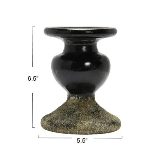 Hello Honey&reg; 6.5" 2-Tone Sculptural Terra Cotta Candle Holder {6}