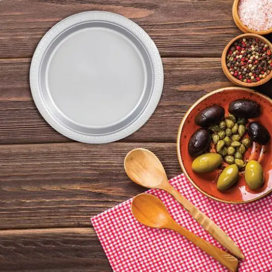 JAM Paper 9" Plastic Party Plates, 20ct. Silver {3}