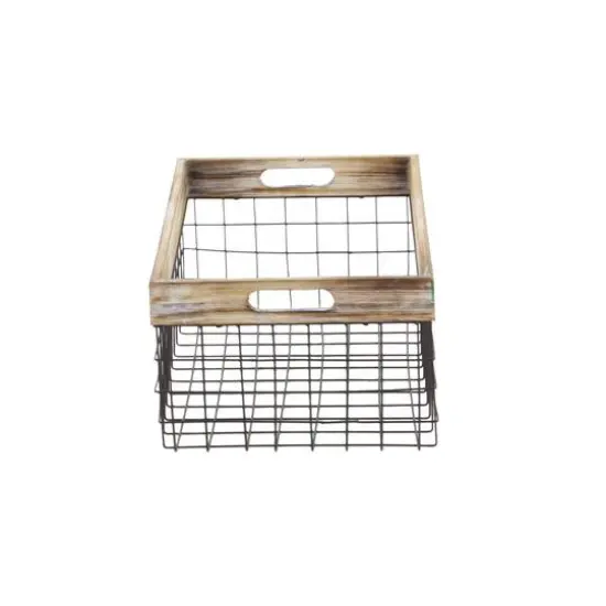 Black Metal Farmhouse Storage Basket Set {6}