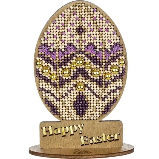 Wonderland Crafts Purple & Gold Easter Egg Bead Embroidery on Wood Kit {1}