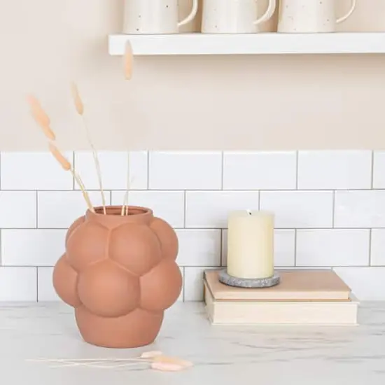 Hello Honey&reg; 8" Terra Cotta Raised Dots Ceramic Vase {3}