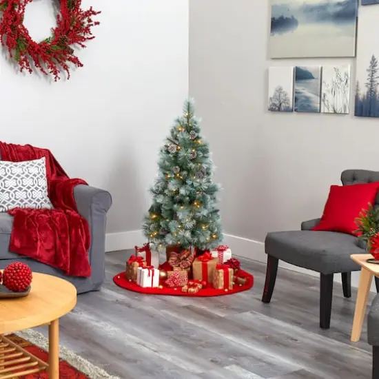 4ft. Pre-Lit British Columbia Mountain Pine Artificial Christmas Tree, Clear LED Lights {7}